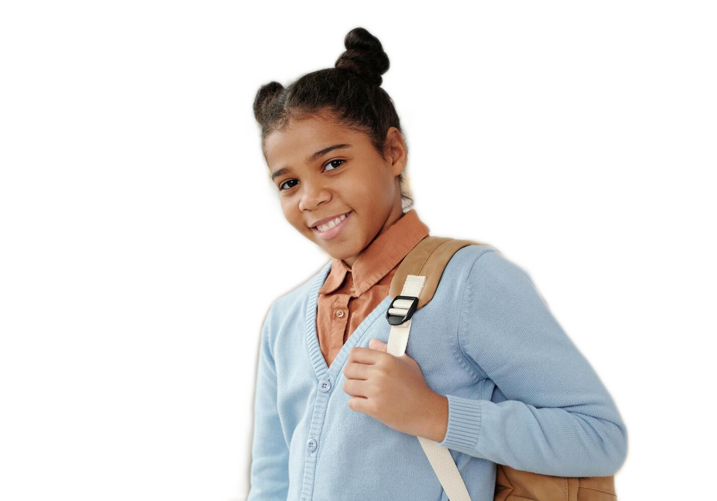 Girl with backpack smiling